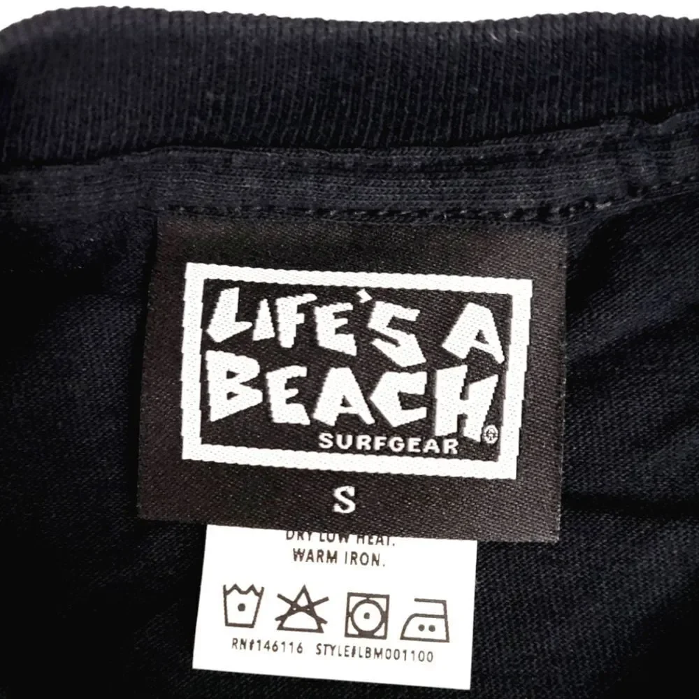Lifes A Beach Mens Black & Green Cotton Short Sleeve Graphic Tee T shirt Size S - Picture 5 of 8
